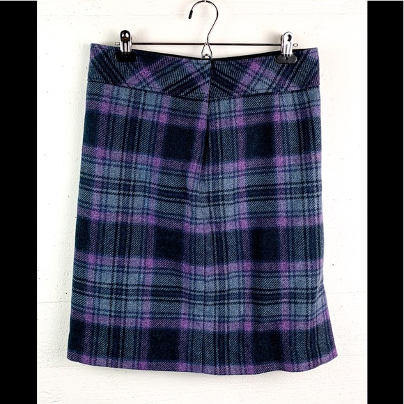 L.L. Bean skirt wool blend plaid lined 8 lavender - Picture 2 of 3